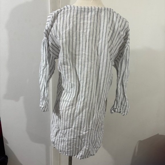 J. Crew Beach Coverup Linen Blend Gray White Striped Women Sz XS Preppy Nautical - Picture 4 of 11